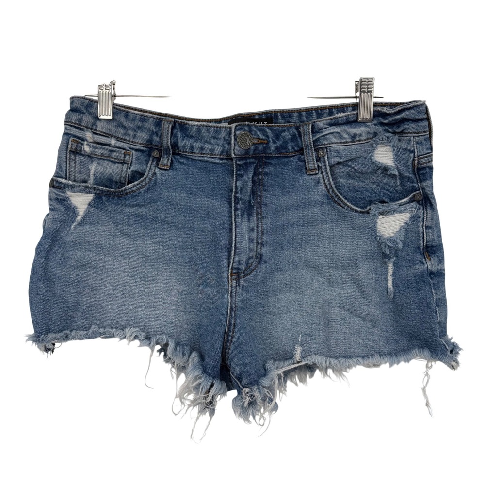 Kut from the Kloth Jane High Rise Distressed Denim Shorty Shorts Size 10 Cut Off